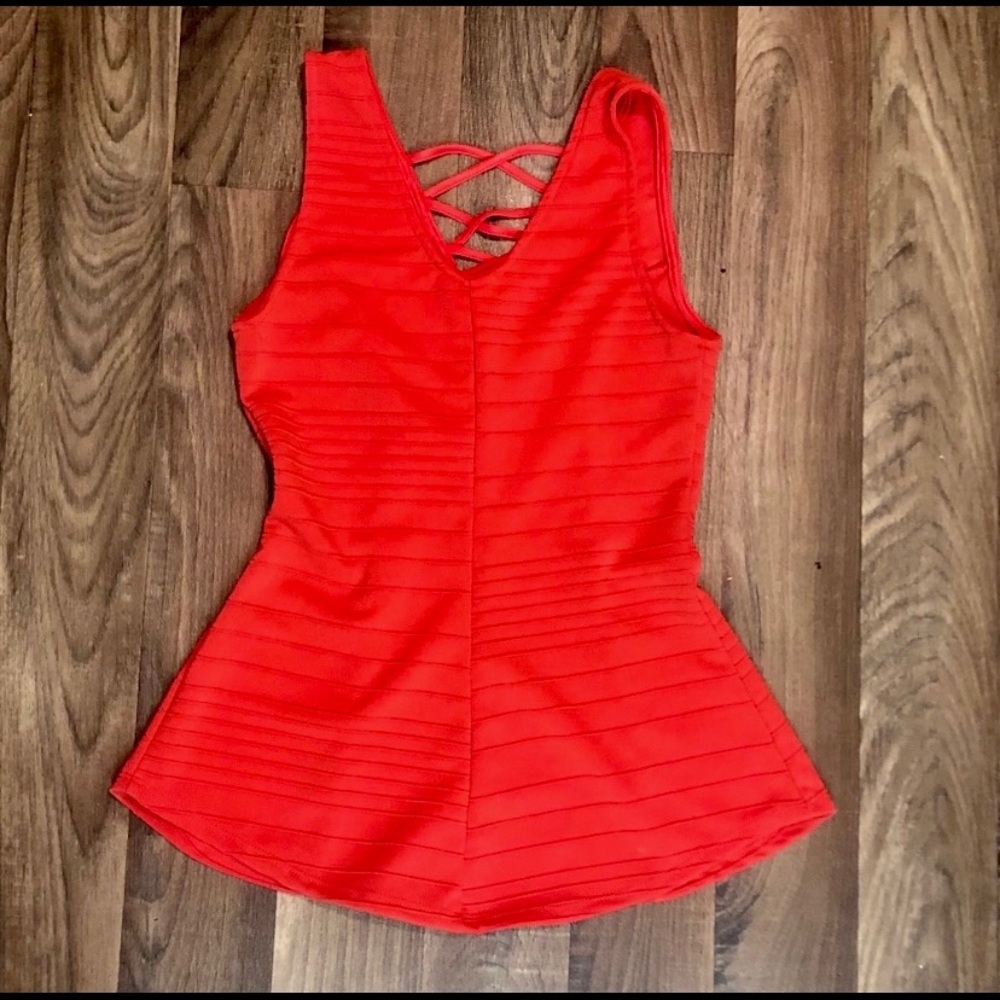 Coral Fitted Business V-Neck Top